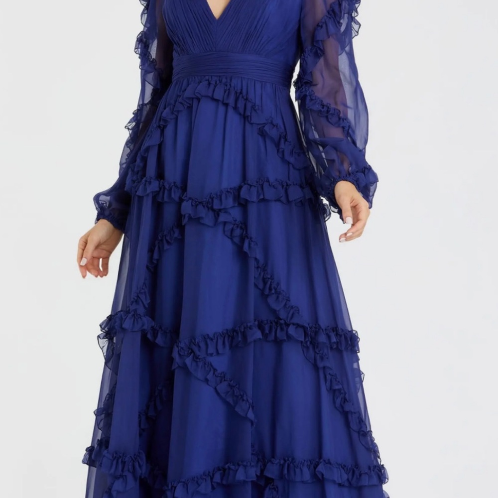 Mac Duggal Royal Blue Long Sleeve Dress